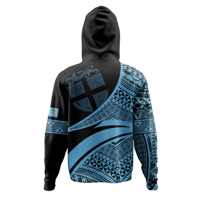 Fiji Hoodie Coat Of Arms Flag Masi Tapa Tribal Style