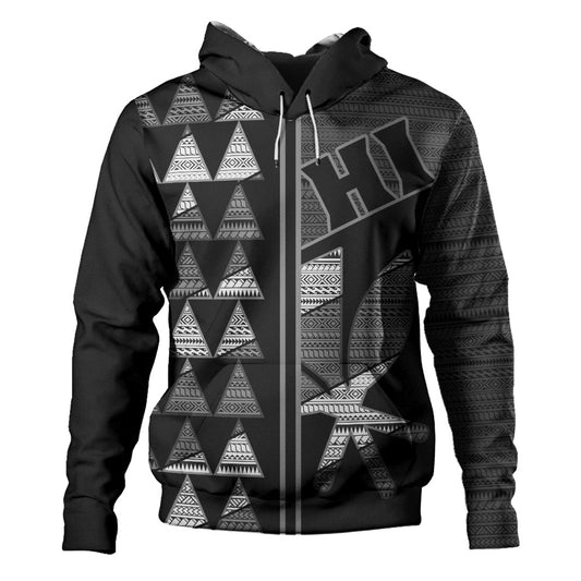 Hawaii Hoodie HI Spear Monochrome Tribal Pattern