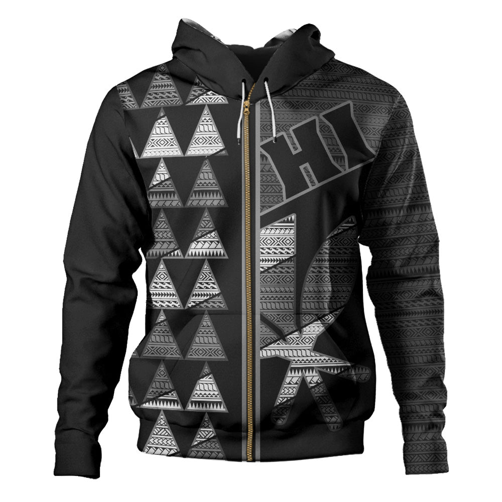 Hawaii Hoodie HI Spear Monochrome Tribal Pattern