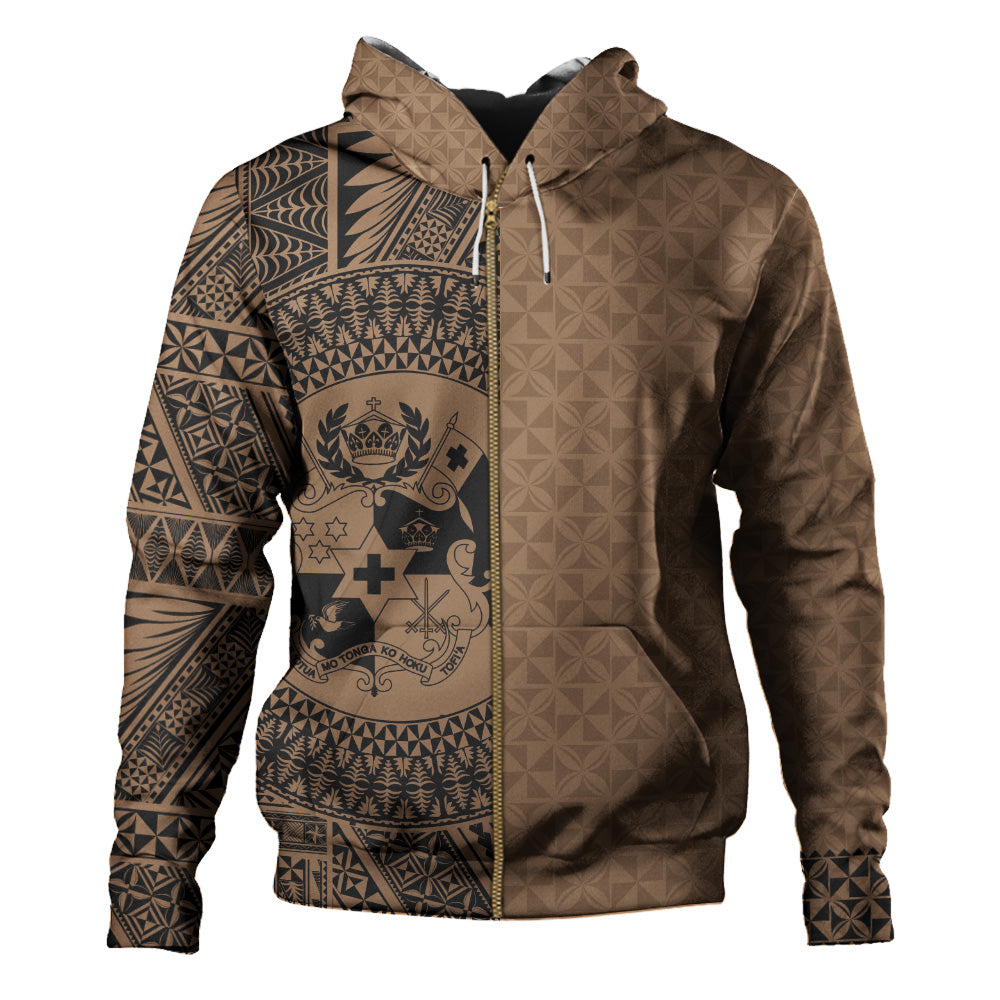 Tonga Hoodie Coat Of Arms Ngatu Tapa Heritage Style