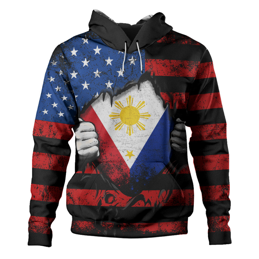 Philippines Filipinos Hoodie Heart American Soul