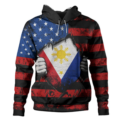 Philippines Filipinos Hoodie Heart American Soul