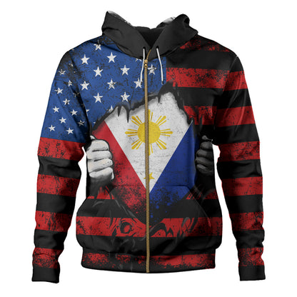 Philippines Filipinos Hoodie Heart American Soul