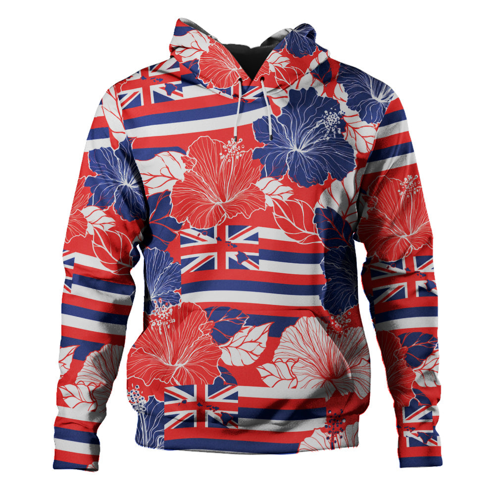 Hawaii Hoodie Hibiscus Flag Map Island Pride