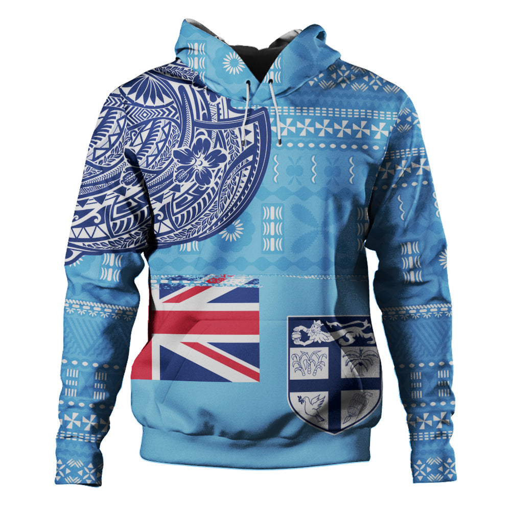 Fiji Hoodie Ocean Blue Tribal Shield Pride
