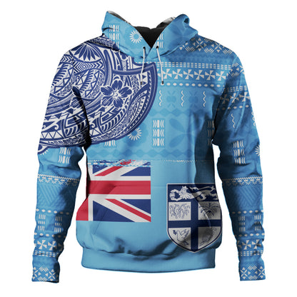 Fiji Hoodie Ocean Blue Tribal Shield Pride