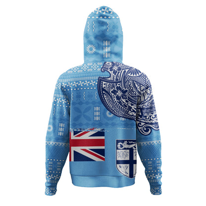 Fiji Hoodie Ocean Blue Tribal Shield Pride