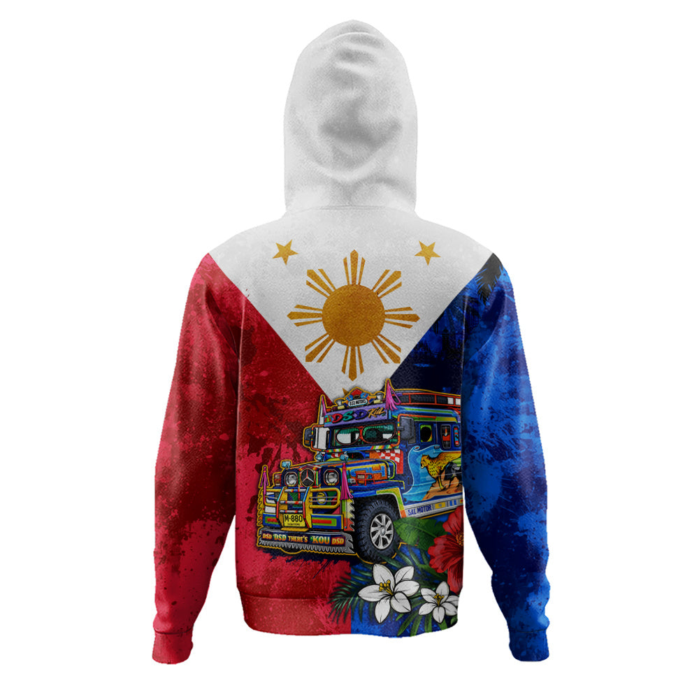 Philippines Filipinos Hoodie Custom Jeepney Flag Tropical Floral