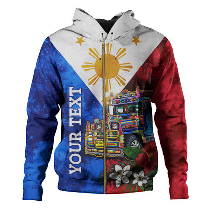 Philippines Filipinos Hoodie Custom Jeepney Flag Tropical Floral