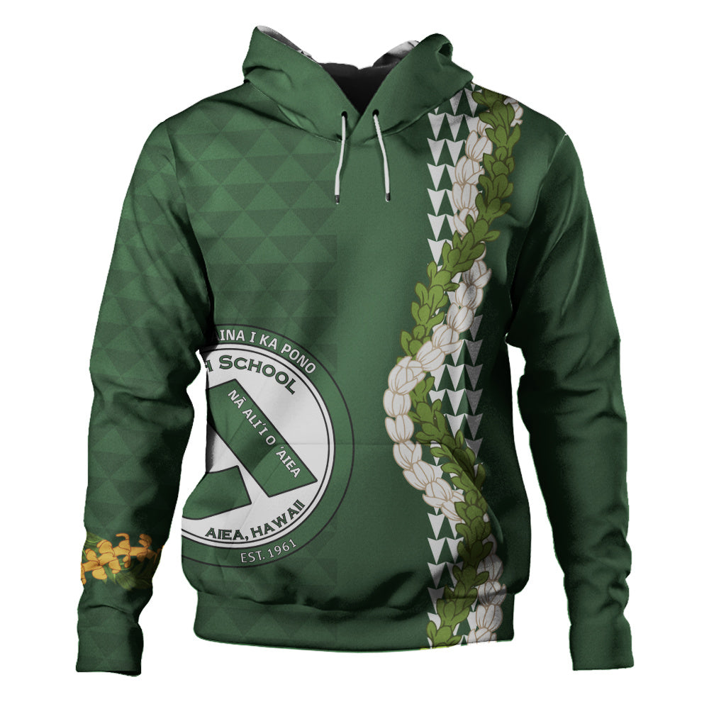 ʻAiea High School Hoodie Puakenikeni Maile Flower Lei