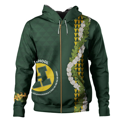 Hana High and Elementary School Hoodie Puakenikeni Maile Flower Lei