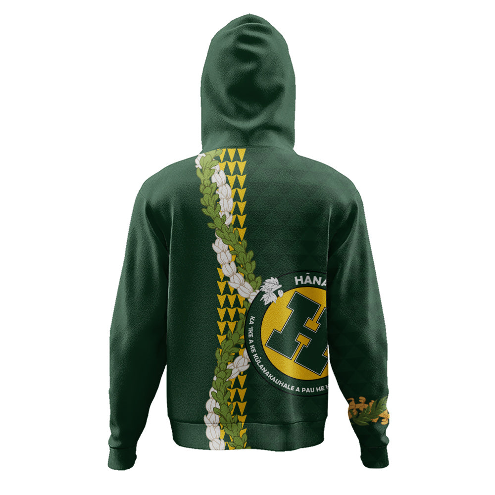 Hana High and Elementary School Hoodie Puakenikeni Maile Flower Lei
