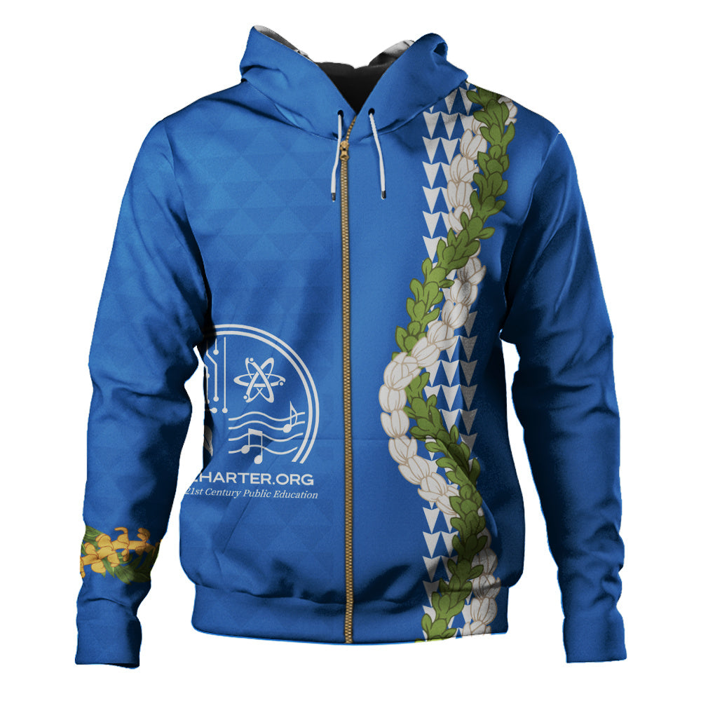 Kihei Charter School Hoodie Puakenikeni Maile Flower Lei
