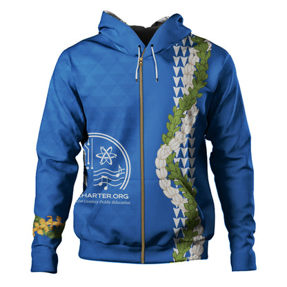 Kihei Charter School Hoodie Puakenikeni Maile Flower Lei