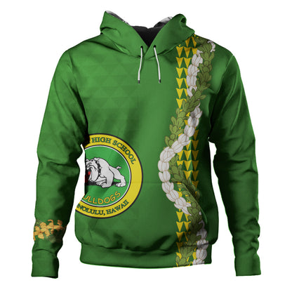 Kaimuki High School Hoodie Puakenikeni Maile Flower Lei