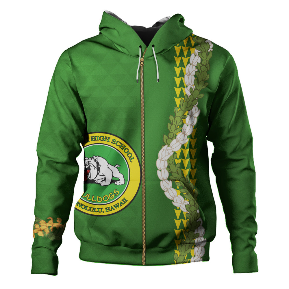 Kaimuki High School Hoodie Puakenikeni Maile Flower Lei
