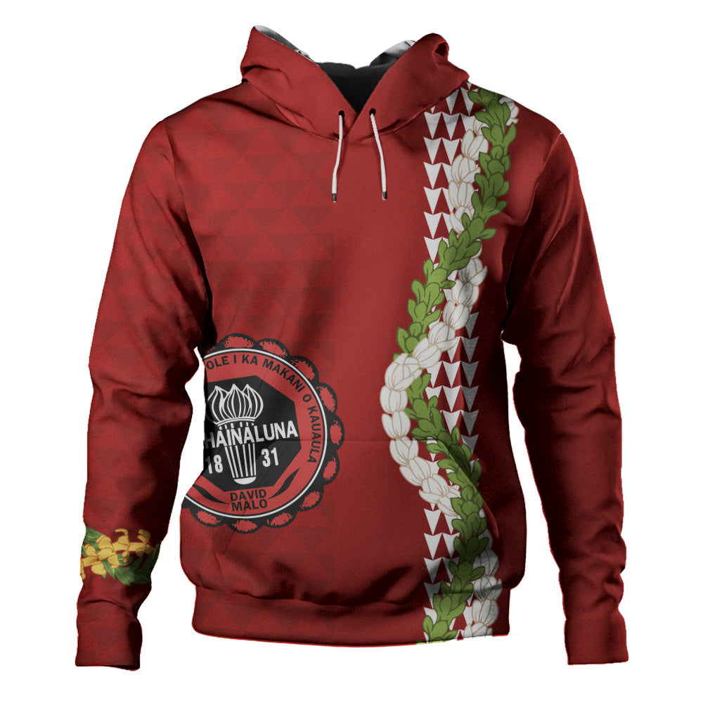 Lahainaluna High School Hoodie Puakenikeni Maile Flower Lei