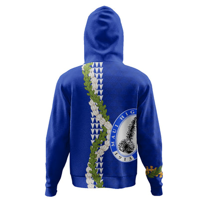 Maui High School Hoodie Puakenikeni Maile Flower Lei