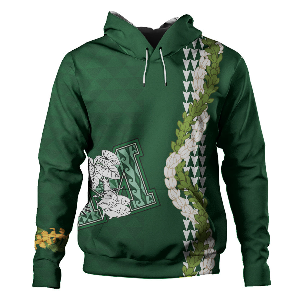 Molokaʻi High School Hoodie Puakenikeni Maile Flower Lei