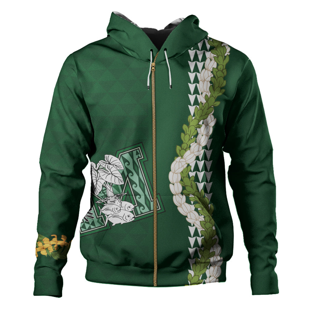 Molokaʻi High School Hoodie Puakenikeni Maile Flower Lei