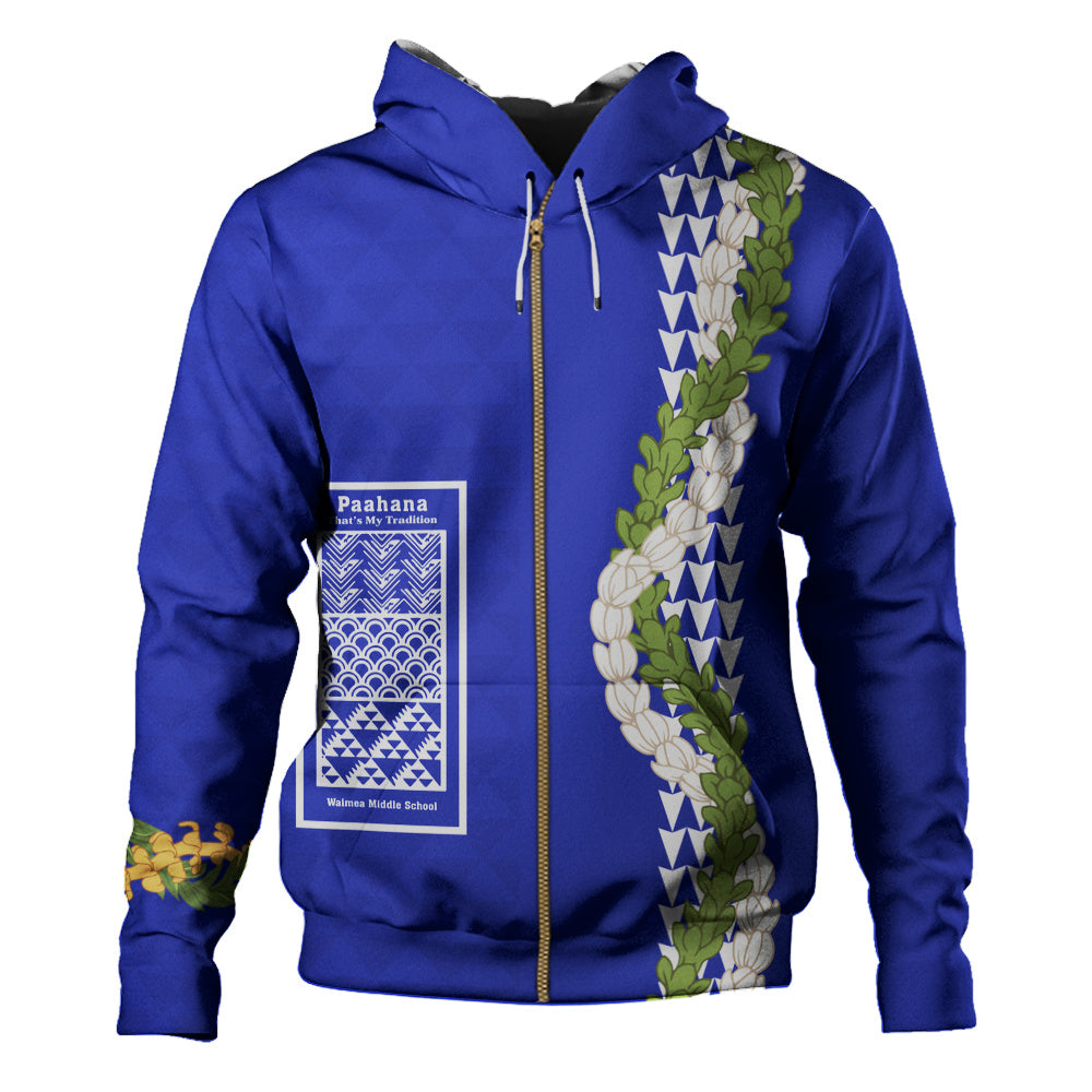 Waimea Middle Public Conversion Charter School Hoodie Puakenikeni Maile Flower Lei