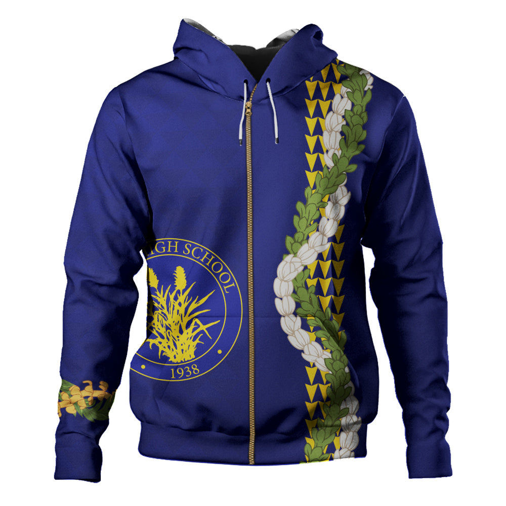 Waipahu High School Hoodie Puakenikeni Maile Flower Lei