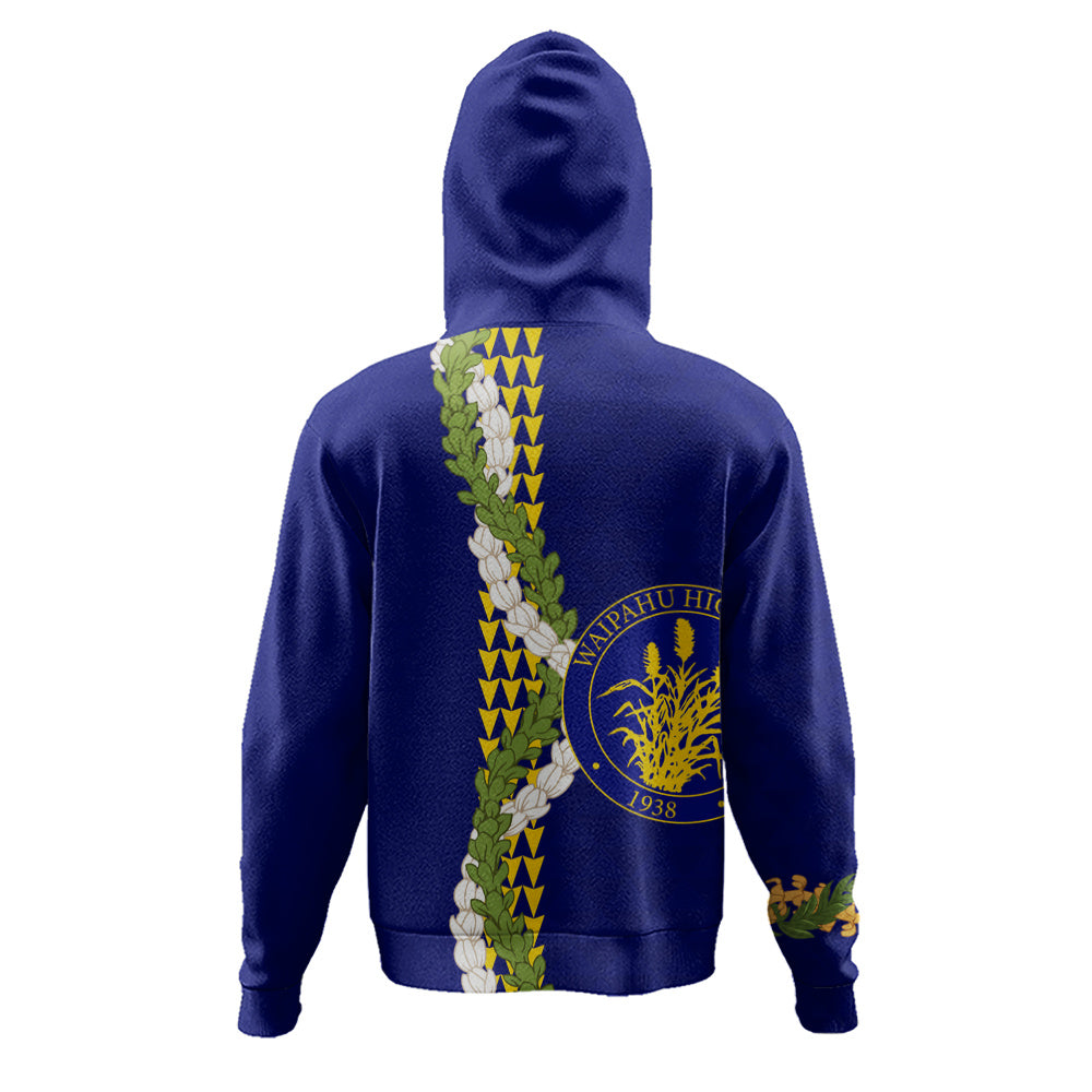 Waipahu High School Hoodie Puakenikeni Maile Flower Lei