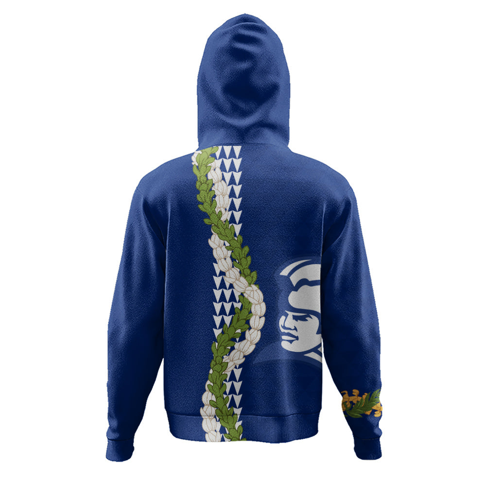 Waimea High School Hoodie Puakenikeni Maile Flower Lei