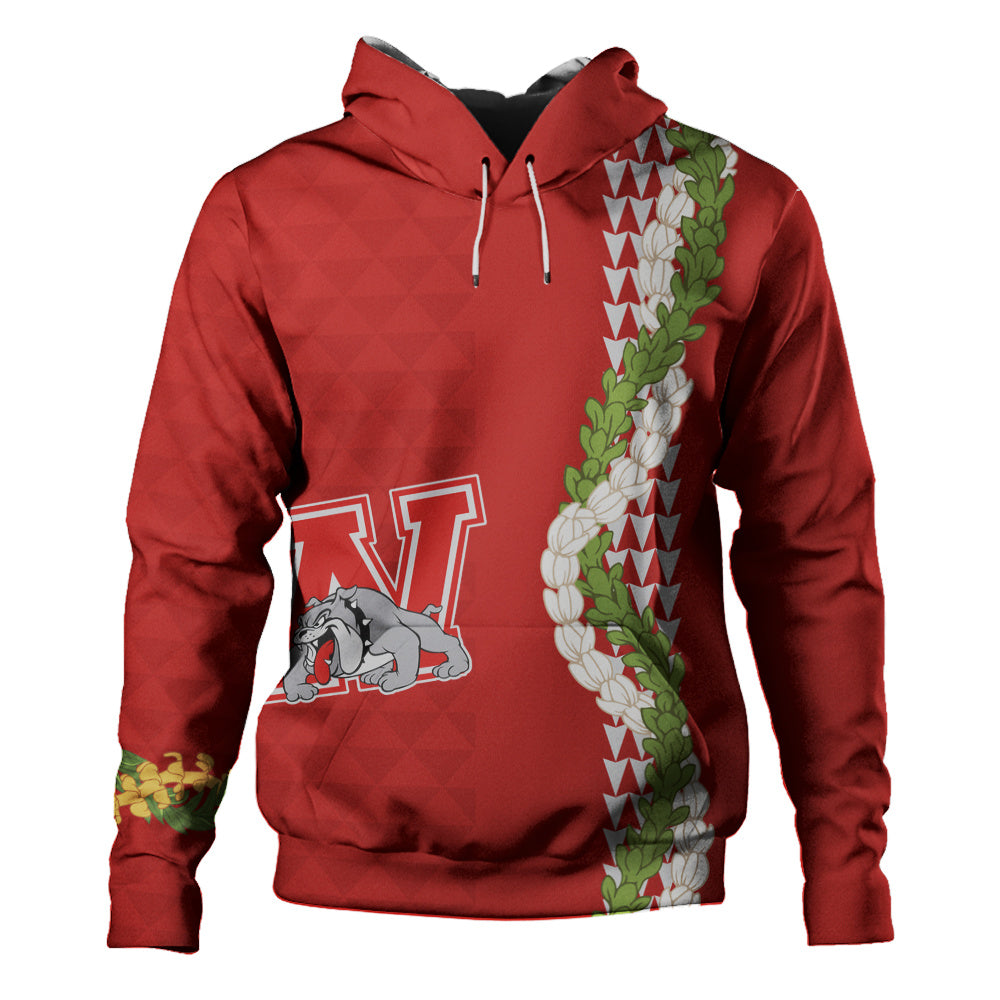 Waialua High and Intermediate School Hoodie Puakenikeni Maile Flower Lei