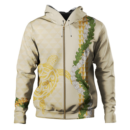 Hawaii Hoodie Turtle Puakenikeni Maile Flower Lei
