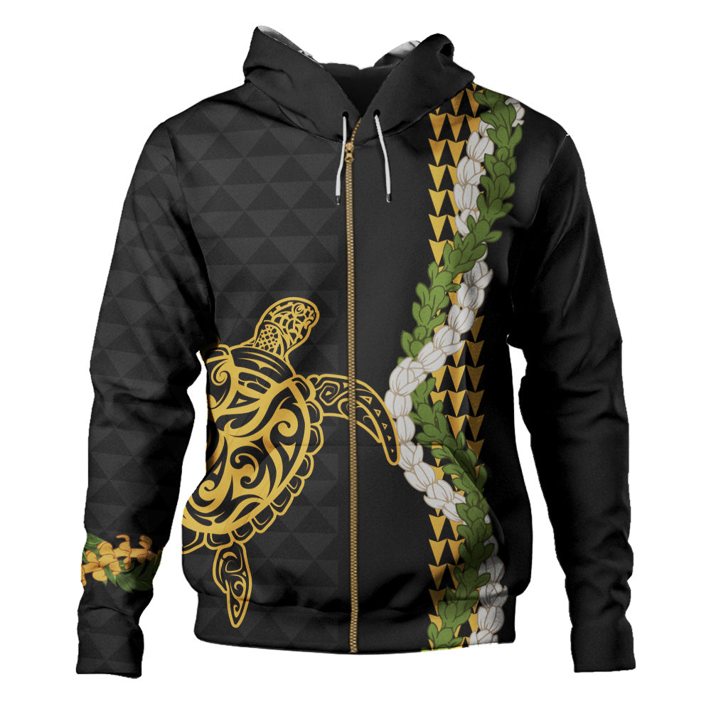Hawaii Hoodie Turtle Puakenikeni Maile Flower Lei