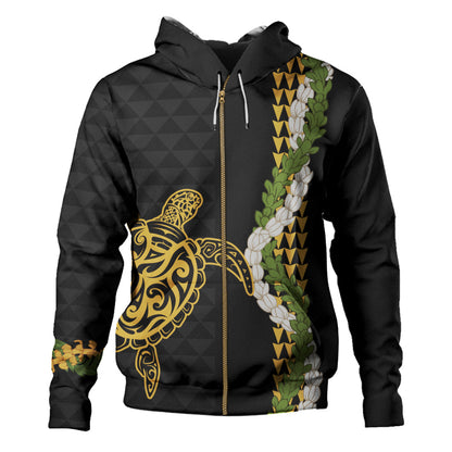 Hawaii Hoodie Turtle Puakenikeni Maile Flower Lei