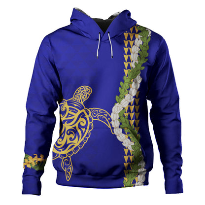 Hawaii Hoodie Turtle Puakenikeni Maile Flower Lei