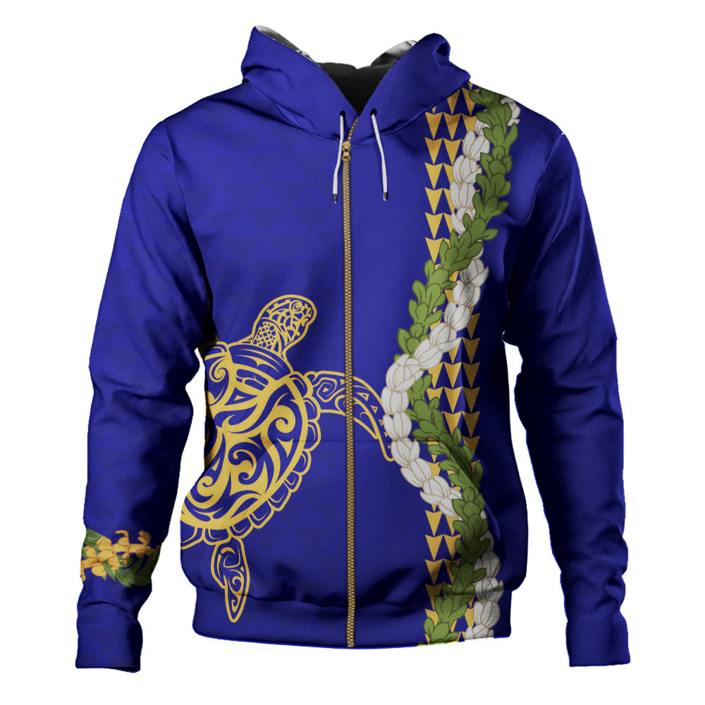 Hawaii Hoodie Turtle Puakenikeni Maile Flower Lei