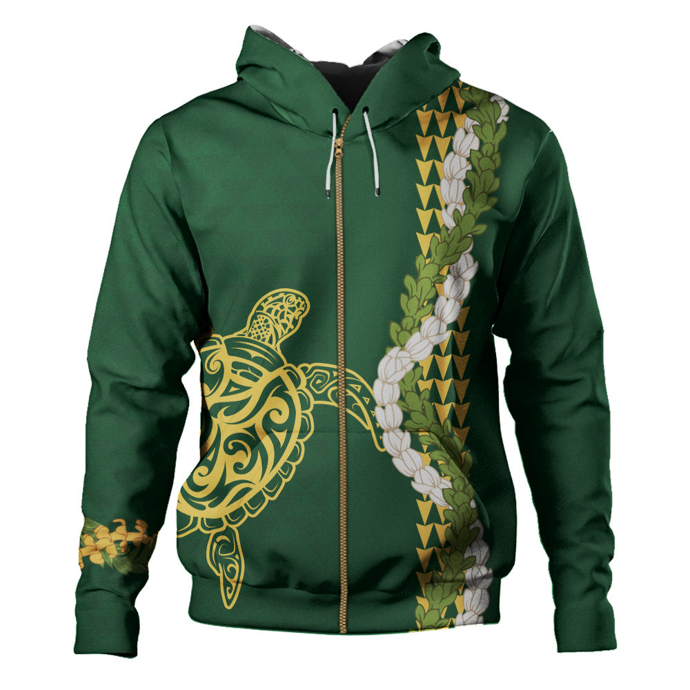 Hawaii Hoodie Turtle Puakenikeni Maile Flower Lei