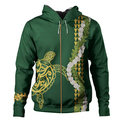 Hawaii Hoodie Turtle Puakenikeni Maile Flower Lei