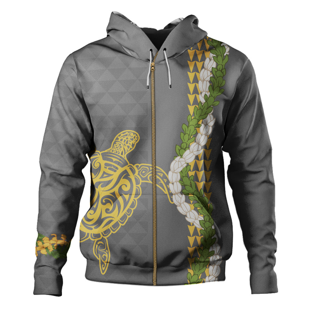 Hawaii Hoodie Turtle Puakenikeni Maile Flower Lei