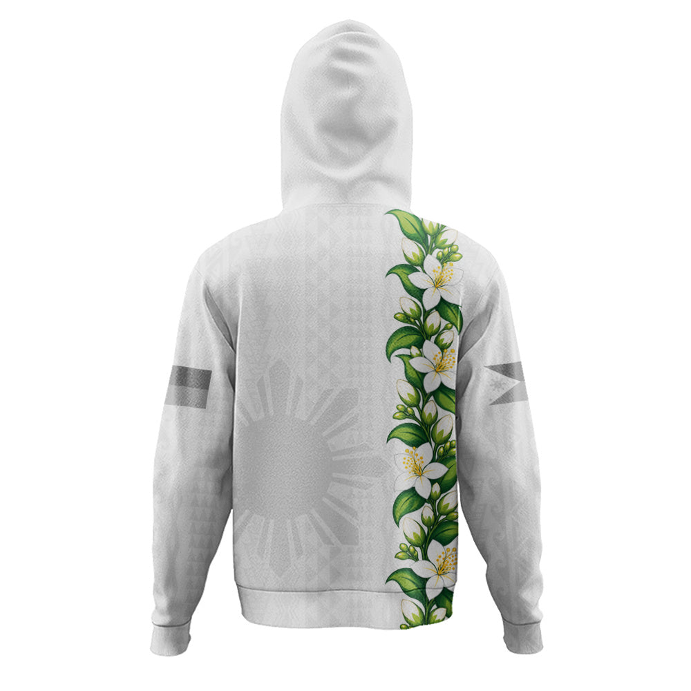 Philippines Filipinos Hoodie Sampaguita Flower Tribal Polynesian Sun Island Style