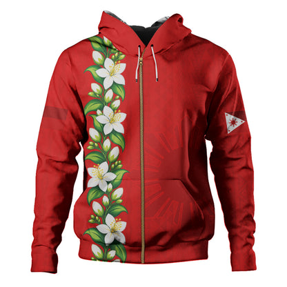 Philippines Filipinos Hoodie Sampaguita Flower Tribal Polynesian Sun Island Style