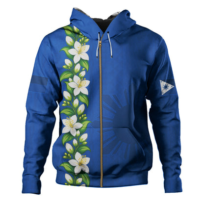 Philippines Filipinos Hoodie Sampaguita Flower Tribal Polynesian Sun Island Style
