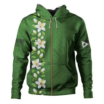 Philippines Filipinos Hoodie Sampaguita Flower Tribal Polynesian Sun Island Style