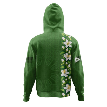 Philippines Filipinos Hoodie Sampaguita Flower Tribal Polynesian Sun Island Style