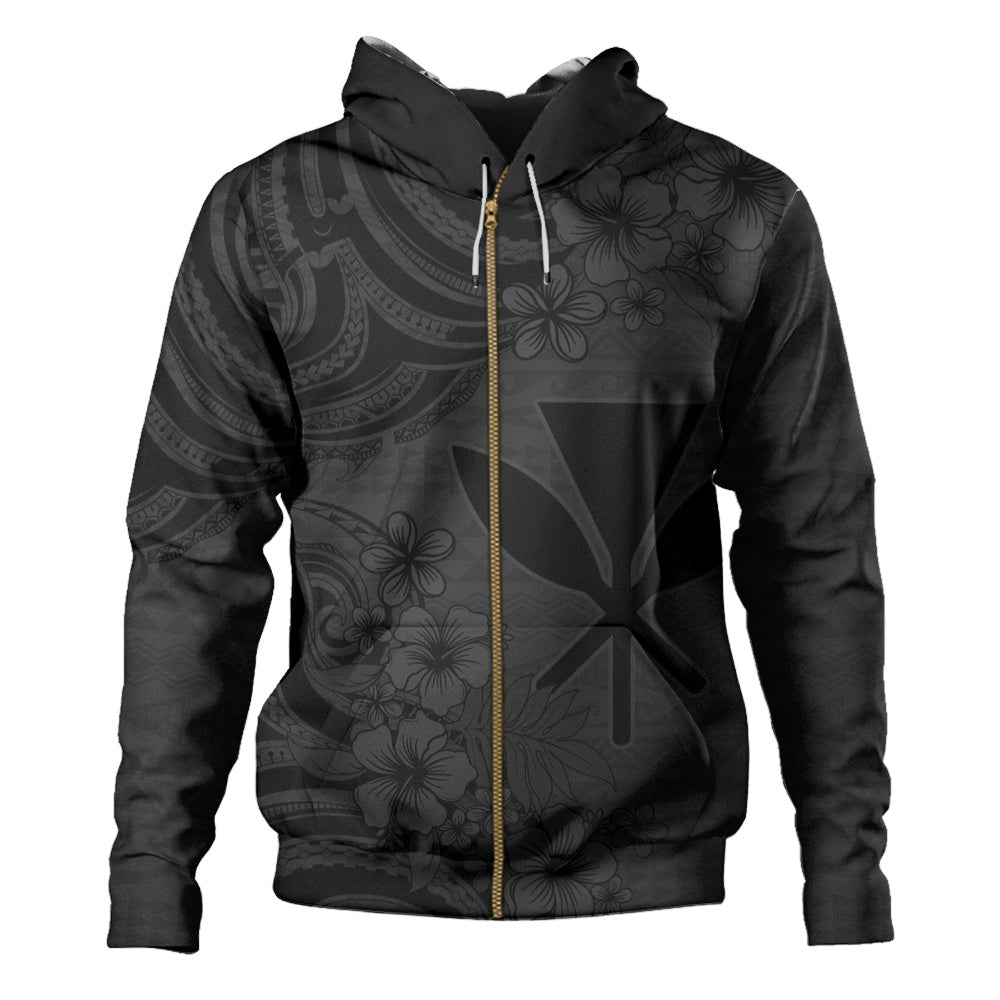 Hawaii Hoodie Kanaka Maoli Hibiscus Polynesian Tribal Print Style