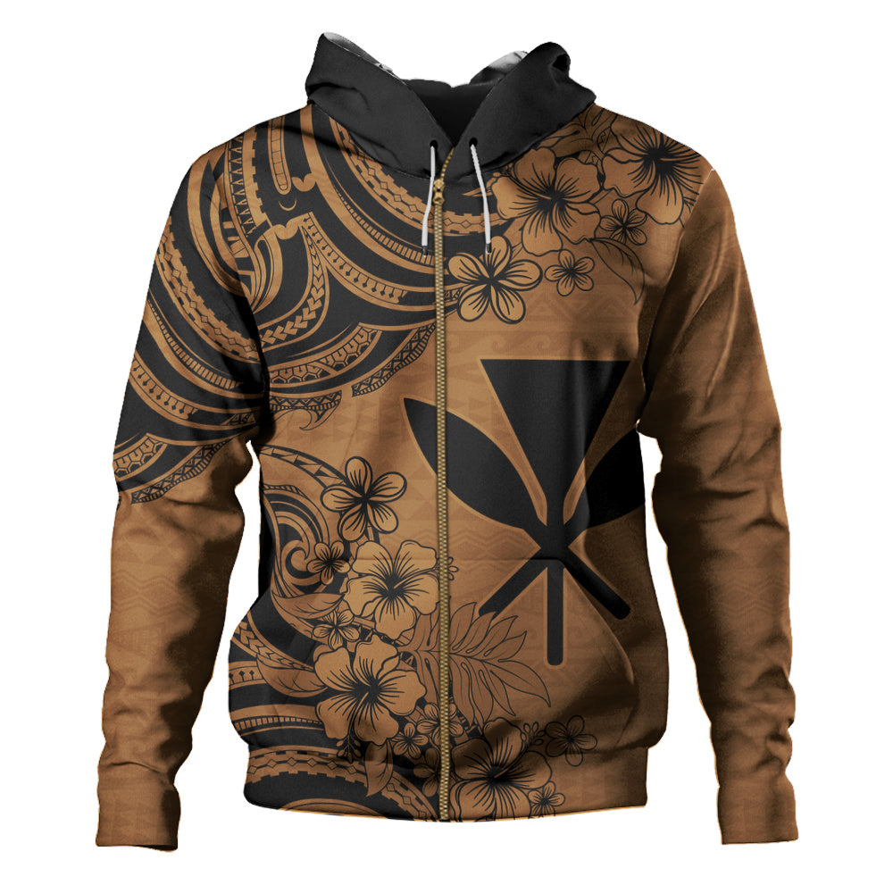 Hawaii Hoodie Kanaka Maoli Hibiscus Polynesian Tribal Print Style