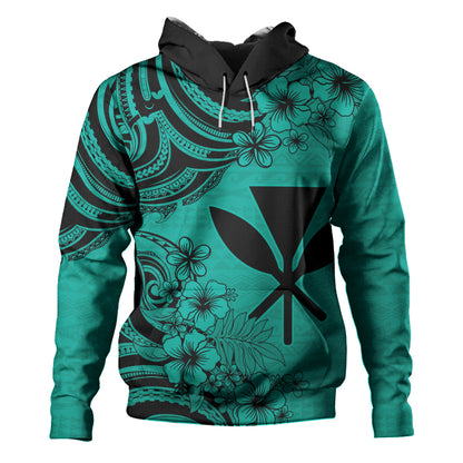 Hawaii Hoodie Kanaka Maoli Hibiscus Polynesian Tribal Print Style
