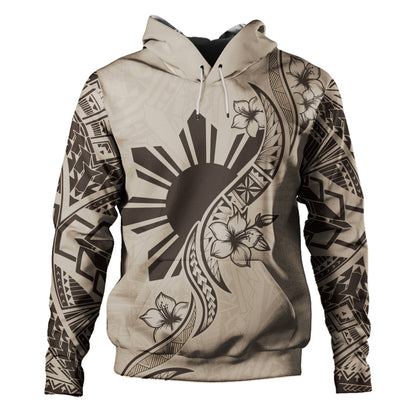 Philippines Filipinos Hoodie Sun and Sampaguita Flower Tribal Pattern