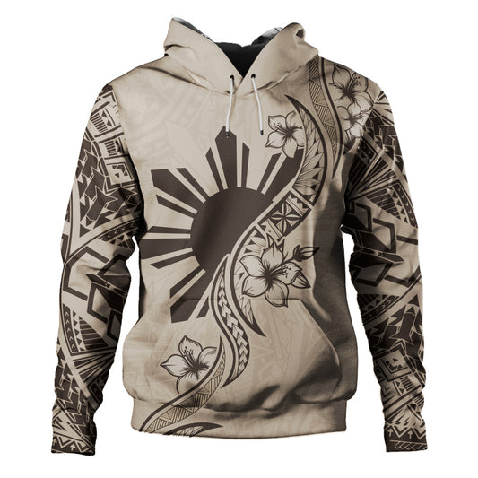 Philippines Filipinos Hoodie Sun and Sampaguita Flower Tribal Pattern