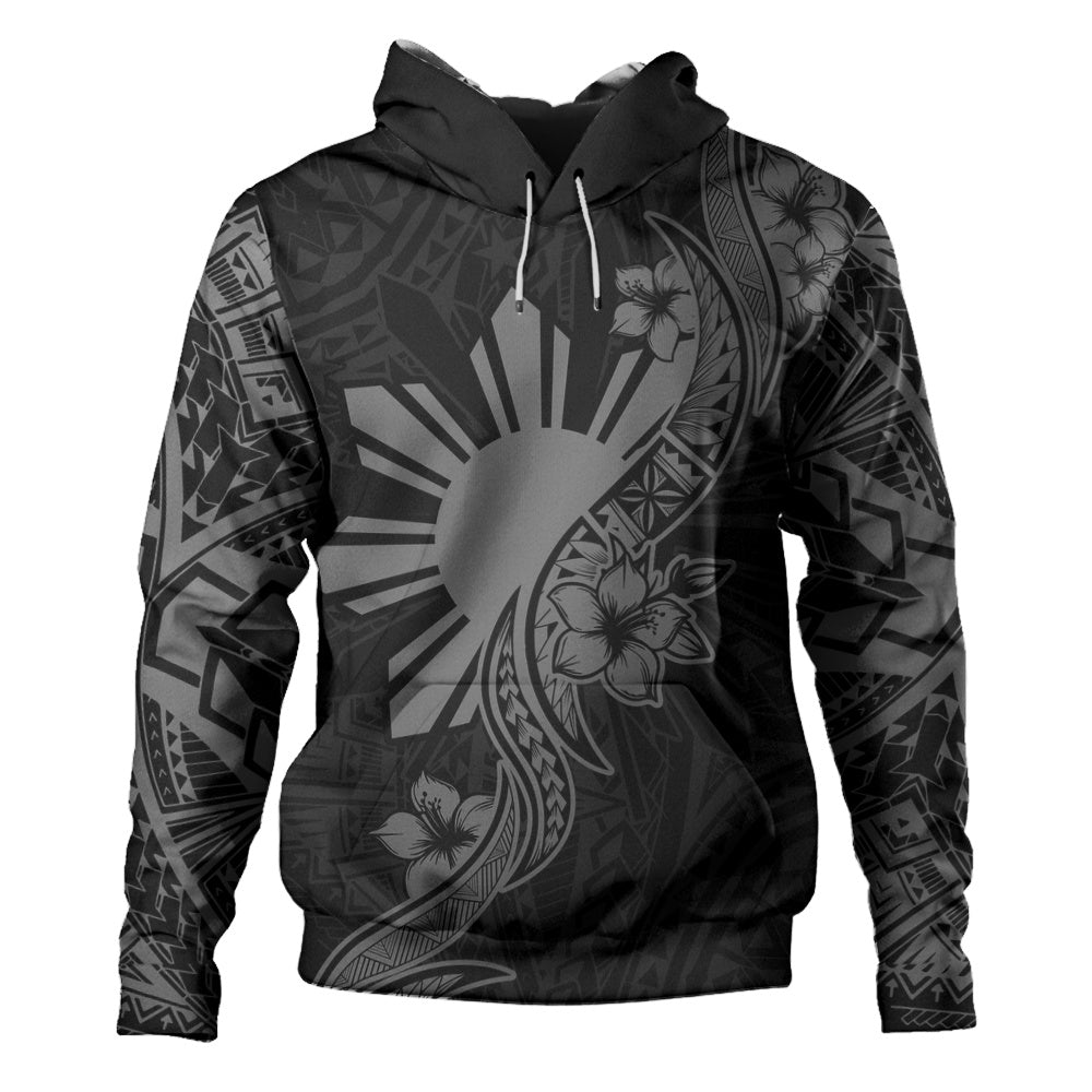 Philippines Filipinos Hoodie Sun and Sampaguita Flower Tribal Pattern