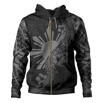 Philippines Filipinos Hoodie Sun and Sampaguita Flower Tribal Pattern
