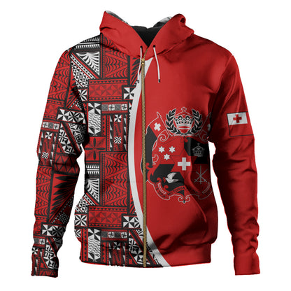 Tonga Hoodie Royal Coat of Arms Traditional Tongan Tribal Heritage